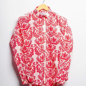 Red Block-Print Full Sleeves Shirt