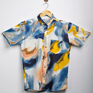 Blue Marble Printed Half Sleeves Shirt