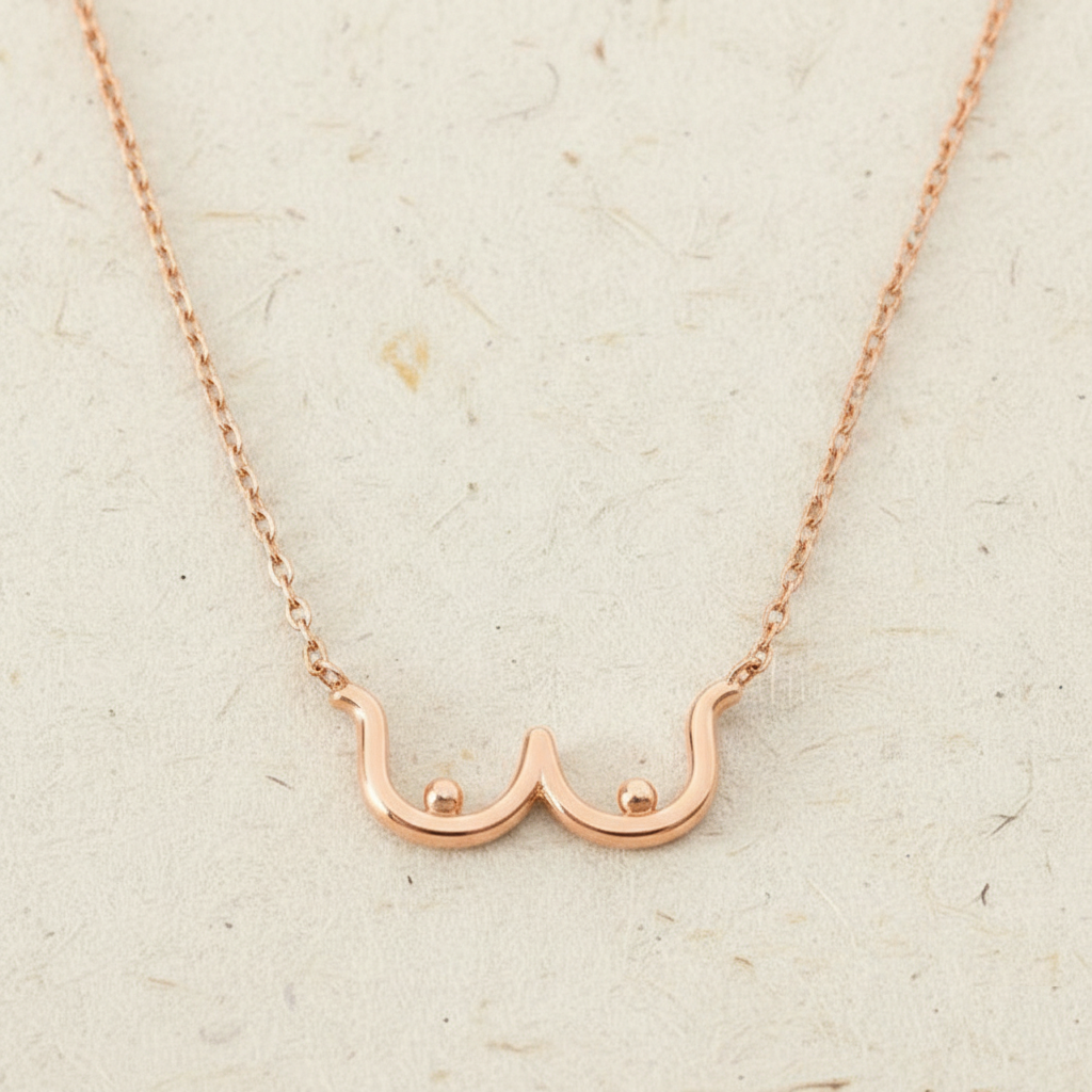 Silver Boob Necklace, Feminist Jewelry, Dainty Gold Breast Pendant, Body Positive Gift for Her, Midwife Doula Gift, Nude Art Jewelry - Image 4