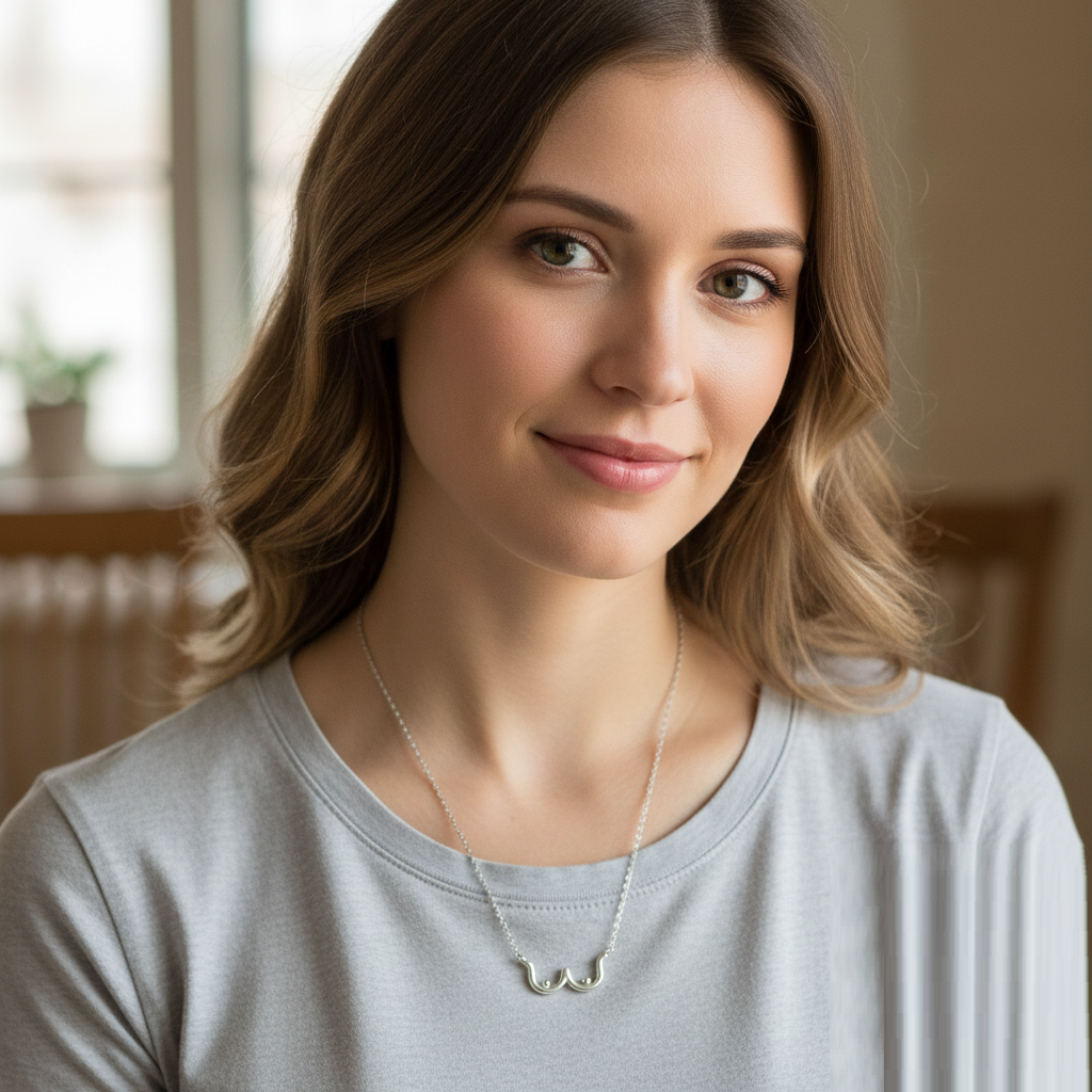 Silver Boob Necklace, Feminist Jewelry, Dainty Gold Breast Pendant, Body Positive Gift for Her, Midwife Doula Gift, Nude Art Jewelry - Image 3