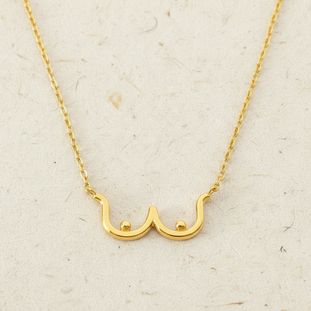 Silver Boob Necklace, Feminist Jewelry, Dainty Gold Breast Pendant, Body Positive Gift for Her, Midwife Doula Gift, Nude Art Jewelry - Image 2