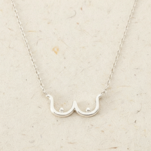 Silver Boob Necklace, Feminist Jewelry, Dainty Gold Breast Pendant, Body Positive Gift for Her, Midwife Doula Gift, Nude Art Jewelry