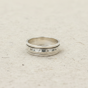 925 Sterling Silver Spinner Ring for Women, Meditation Worry Ring, Boho Hammered Textured Fidget Ring, Statement Jewelry, Gift for Her