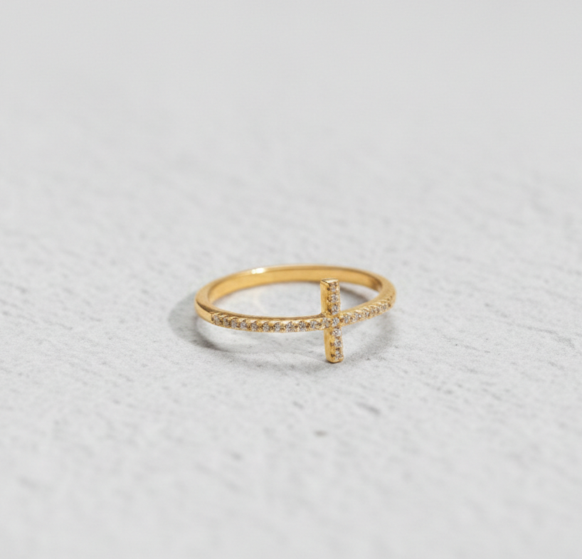 925 Sterling Silver Sideways Cross Ring for Women - Sparkling Cubic Zirconia Religious Jewelry - Minimalist Dainty Faith Gift - Image 4