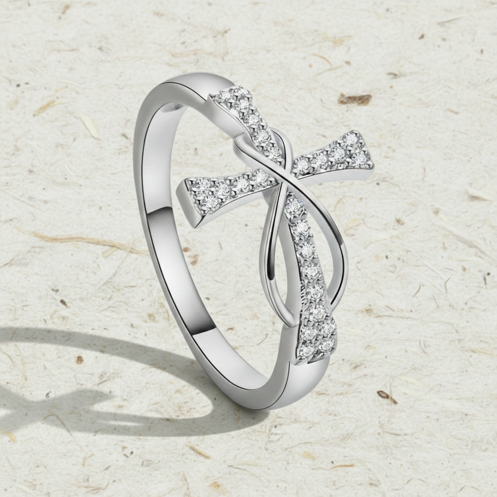 925 Sterling Silver Infinity Cross Ring for Women, Dainty CZ Cross Ring, Christian Jewelry, Religious Promise Ring, Faith Gift for Her