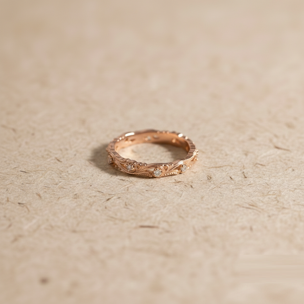 Handcrafted Silver Filigree Wedding Band for Women, Vintage Style Floral Eternity Ring, Recycled 925 Sterling Silver Dainty Stacking Ring - Image 2