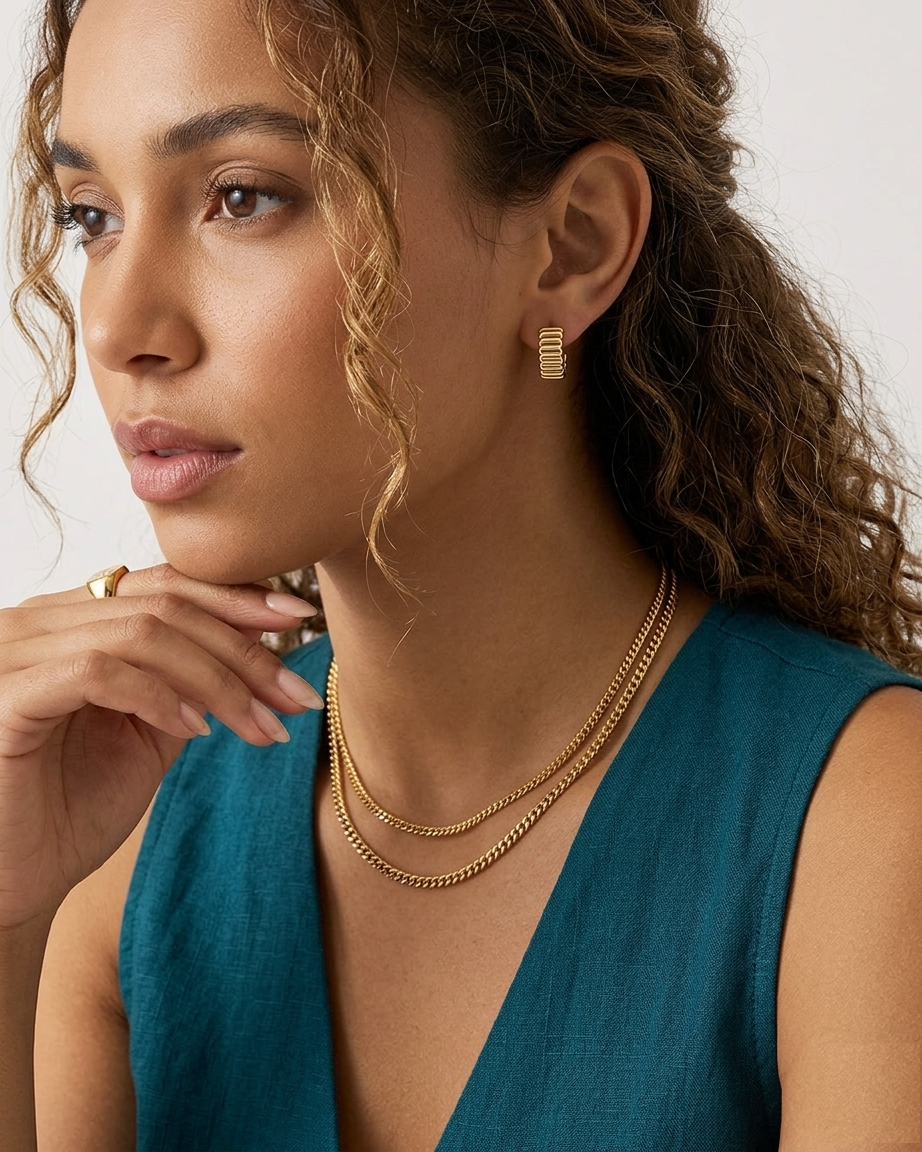 Gold Ribbed Hoop Earrings, Scalloped Chunky Hoops, 925 Sterling Silver Half Hoops ,Minimalist Geometric Earrings Textured Huggies Gift Her - Image 4