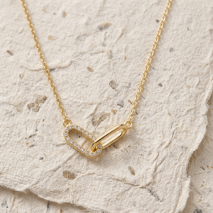 Interlocking Link Necklace, Dainty Double Circle Pendant, Minimalist Jewelry for Her, Anniversary Gift, Handmade Silver Charm Necklace