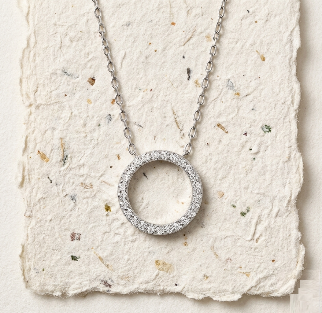 Circle of Life Necklace, Pave CZ Round Pendant, Minimalist Open Circle Necklace for Women, Dainty Eternity Jewelry, Gift for Her - Image 5