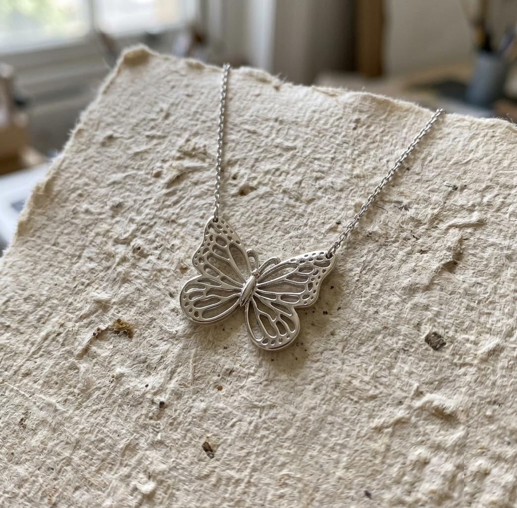 Butterfly Necklace, 925 Sterling Silver Dainty Insect Jewelry, Minimalist Nature Pendant, Gift for Her - Image 6