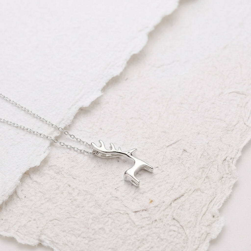 Reindeer Necklace, Tiny Deer Antler Pendant, Christmas Gift for Her, Minimalist Animal Jewelry, Nature Inspired Necklace for Women - Image 5