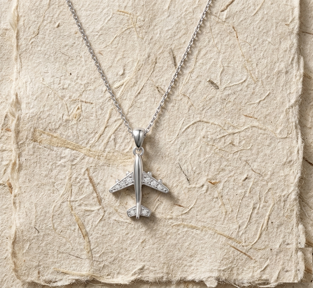 925 Sterling Silver Airplane Necklace, Dainty Plane Pendant for Travelers, Wanderlust Jewelry, Aviation Gift for Pilot or Flight Attendant - Image 5
