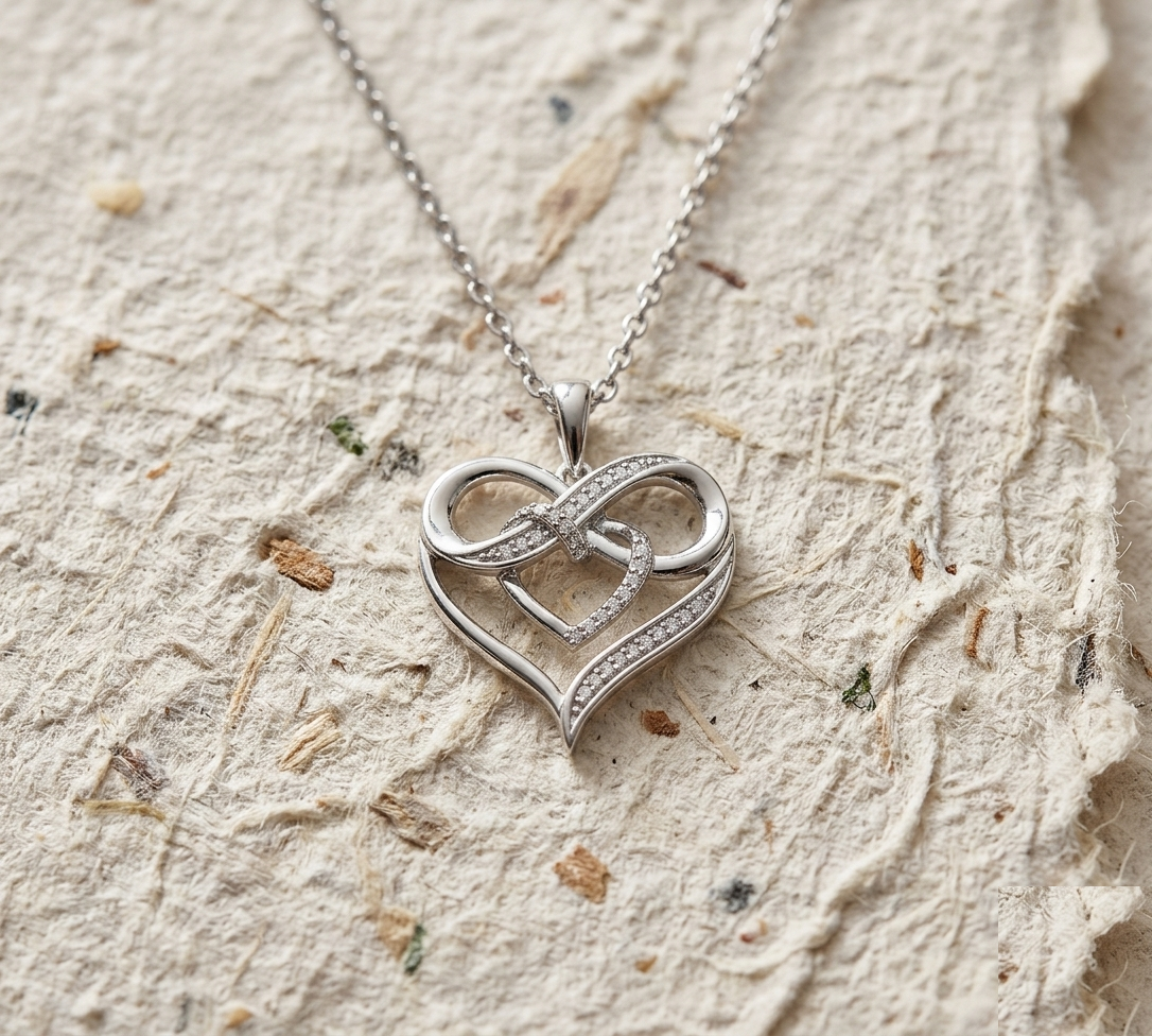 Double Heart Infinity Necklace, Romantic Interlocking Heart Pendant for Women, Dainty Heart Jewelry, Anniversary Gift for Her - Image 5
