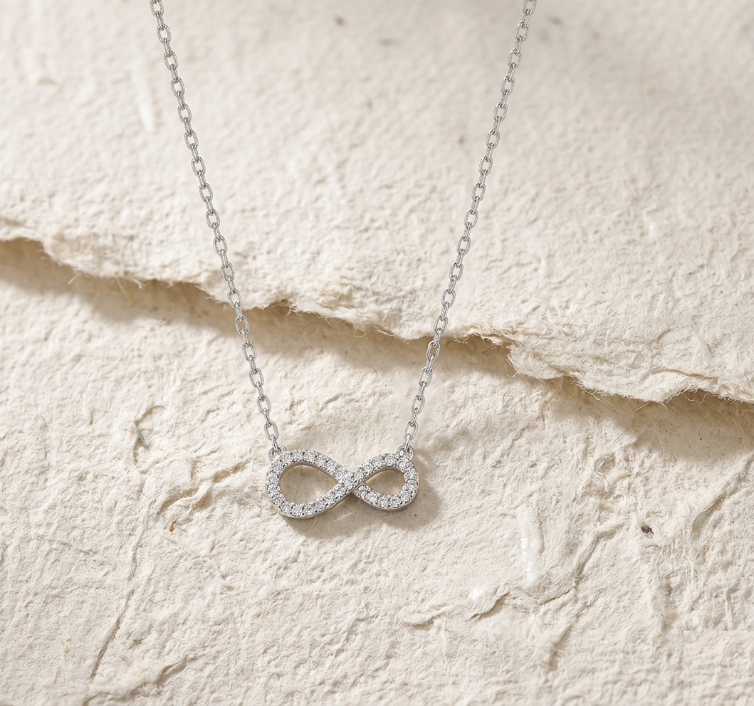 Infinity Symbol Necklace Silver Forever Loop Pendant Dainty Anniversary Gift for Wife Meaningful Romantic CZ Jewelry Gift for Women - Image 5