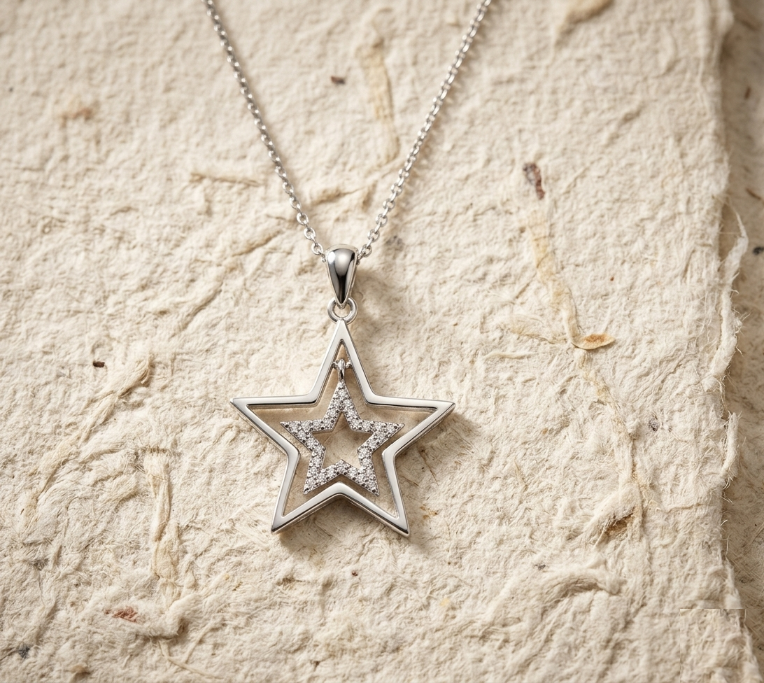 925 Sterling Silver Double Star Pendant Necklace for Women, Dainty Starburst Charm Necklaces, Minimalist Star Jewelry Gift, Celestial Gift - Image 4