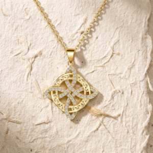 Celtic Knot Necklace for Women, Witch's Knot Pendant, Protection Jewelry Gift for Her, Wiccan Witchcraft Charm, Silver Cross Necklace