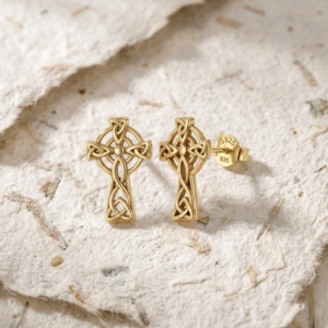 Celtic Cross Stud Earrings in Sterling Silver, Dainty Irish Knot Jewelry for Women, Religious Gift for Her, Minimalist Small Silver Crosses