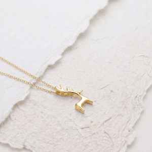 Reindeer Necklace, Tiny Deer Antler Pendant, Christmas Gift for Her, Minimalist Animal Jewelry, Nature Inspired Necklace for Women