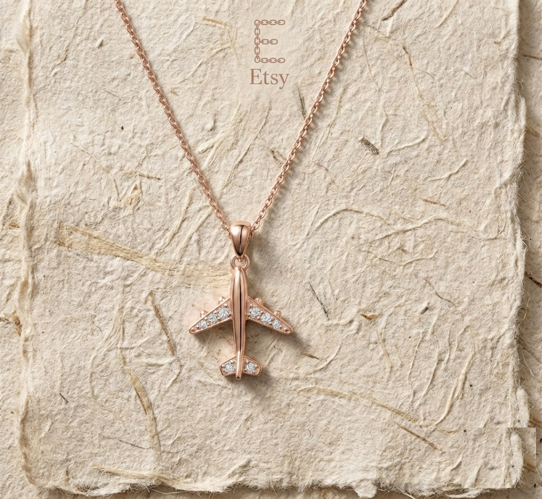 925 Sterling Silver Airplane Necklace, Dainty Plane Pendant for Travelers, Wanderlust Jewelry, Aviation Gift for Pilot or Flight Attendant - Image 3