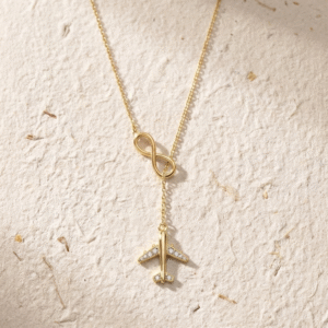Sterling Silver Airplane Necklace for Women, Infinity Lariat Necklace, Dainty Travel Jewelry, Wanderlust Gift for Pilot or Flight Attendant