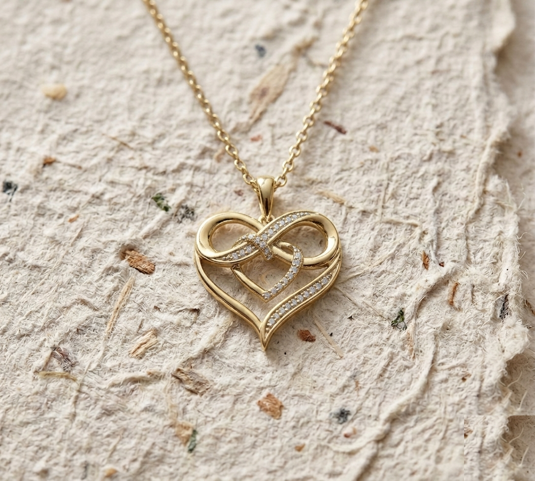 Double Heart Infinity Necklace, Romantic Interlocking Heart Pendant for Women, Dainty Heart Jewelry, Anniversary Gift for Her