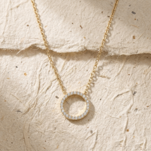 925 Sterling Silver Circle Necklace, Dainty Karma Ring Pendant, Minimalist Eternity O Round Necklace for Women, Gold & Rose Gold Jewelry