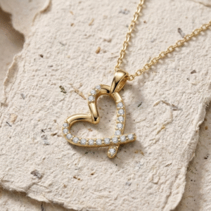 Sterling Silver Dainty Open Heart Necklace, Minimalist Cubic Zirconia Heart Pendant, Handmade Jewelry Gift for Her, Delicate Everyday Wear