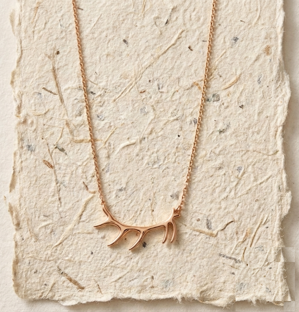 Antler Necklace for Women, Minimalist Deer Antler Pendant, Dainty Nature Inspired Jewelry, Hunter Gift for Her, Rustic Boho Charm - Image 3