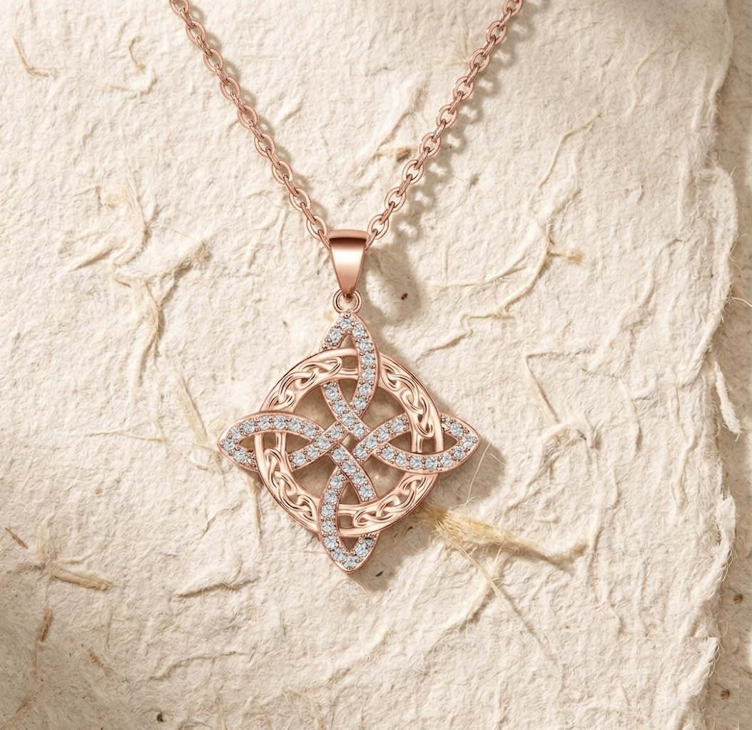 Celtic Knot Necklace for Women, Witch's Knot Pendant, Protection Jewelry Gift for Her, Wiccan Witchcraft Charm, Silver Cross Necklace - Image 3