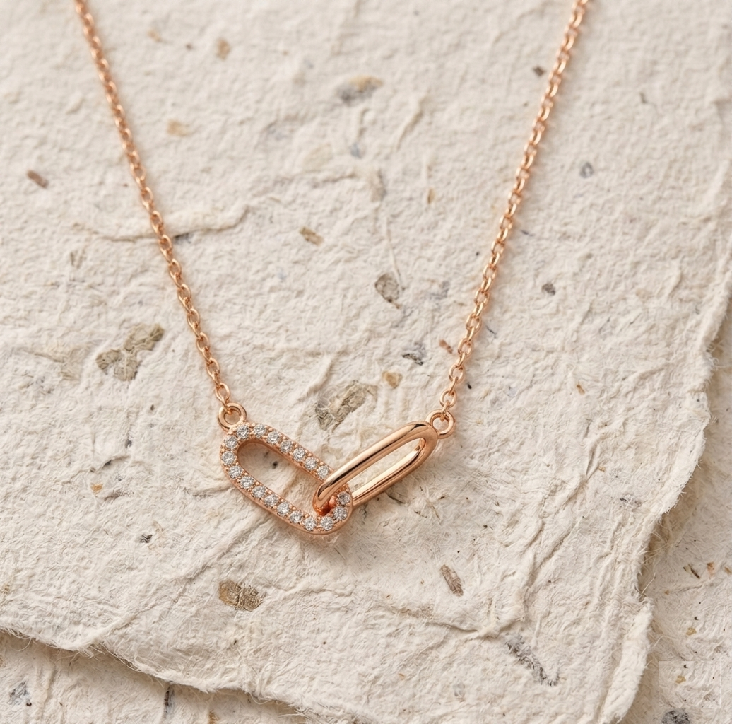Interlocking Link Necklace, Dainty Double Circle Pendant, Minimalist Jewelry for Her, Anniversary Gift, Handmade Silver Charm Necklace - Image 5