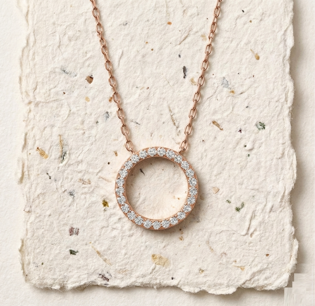Circle of Life Necklace, Pave CZ Round Pendant, Minimalist Open Circle Necklace for Women, Dainty Eternity Jewelry, Gift for Her - Image 2