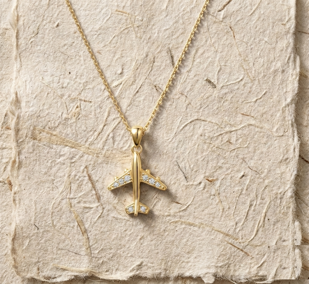 925 Sterling Silver Airplane Necklace, Dainty Plane Pendant for Travelers, Wanderlust Jewelry, Aviation Gift for Pilot or Flight Attendant