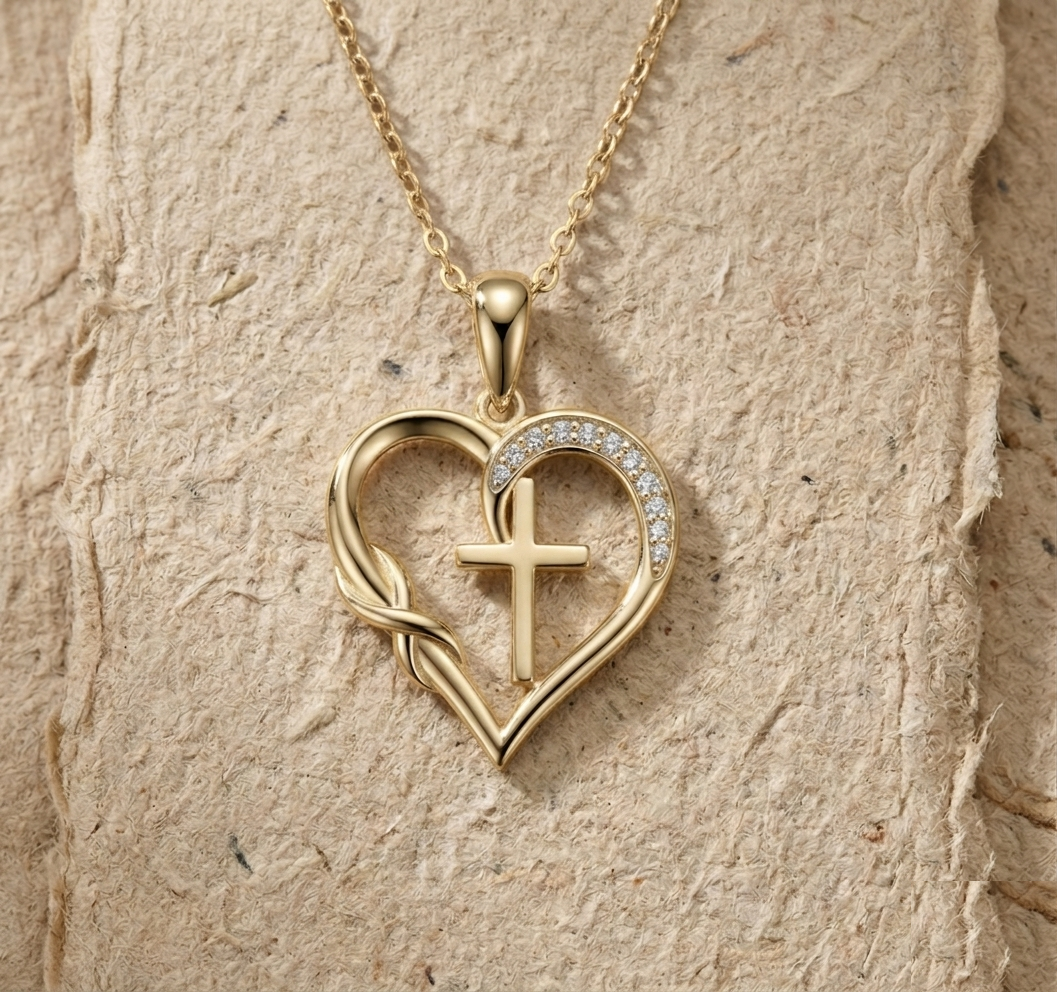 Faith Jewelry, 925 Sterling Silver Heart Cross Necklace for Women, Dainty Religious Pendant, Christian Infinity Heart Pendant Gift for Her