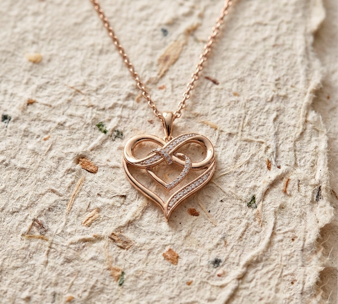 Double Heart Infinity Necklace, Romantic Interlocking Heart Pendant for Women, Dainty Heart Jewelry, Anniversary Gift for Her - Image 2
