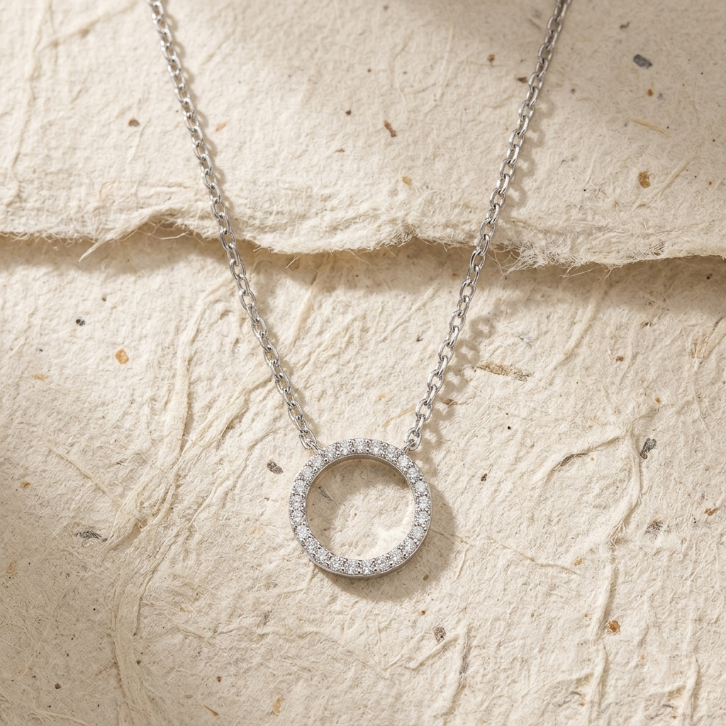925 Sterling Silver Circle Necklace, Dainty Karma Ring Pendant, Minimalist Eternity O Round Necklace for Women, Gold & Rose Gold Jewelry - Image 2