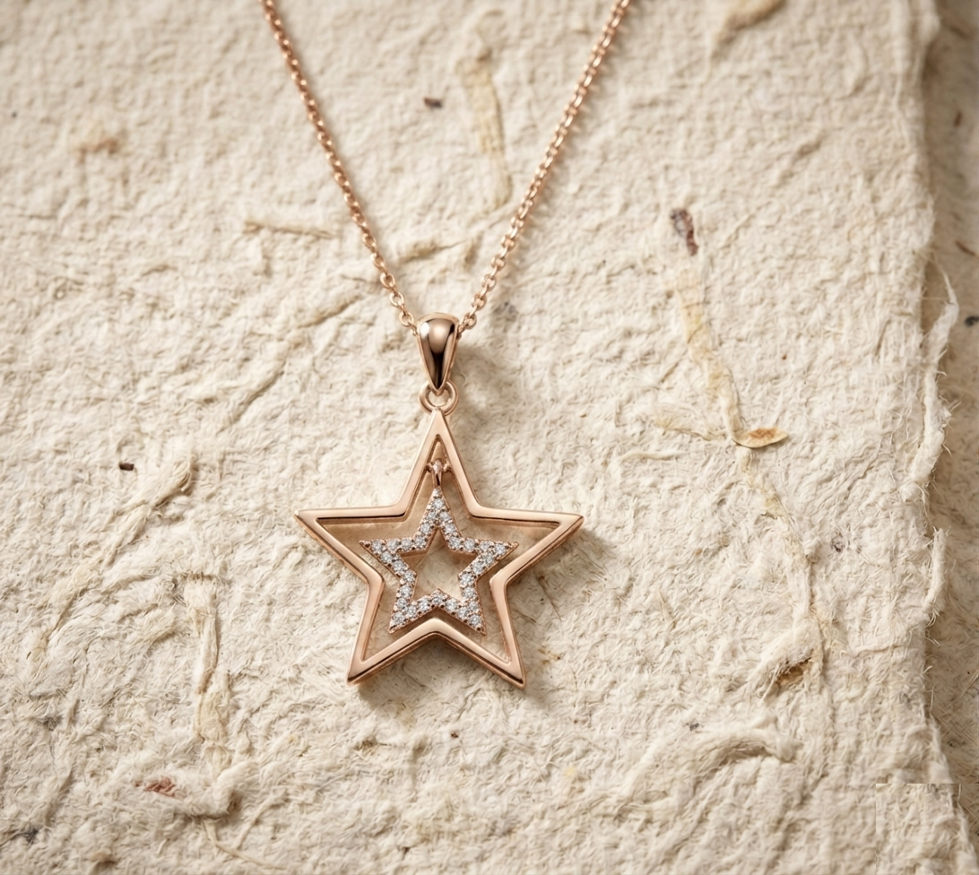 925 Sterling Silver Double Star Pendant Necklace for Women, Dainty Starburst Charm Necklaces, Minimalist Star Jewelry Gift, Celestial Gift - Image 2