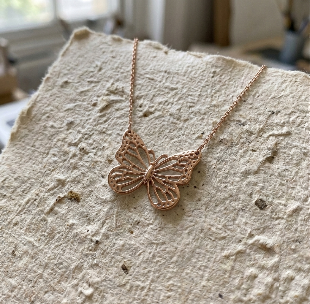 Butterfly Necklace, 925 Sterling Silver Dainty Insect Jewelry, Minimalist Nature Pendant, Gift for Her - Image 2