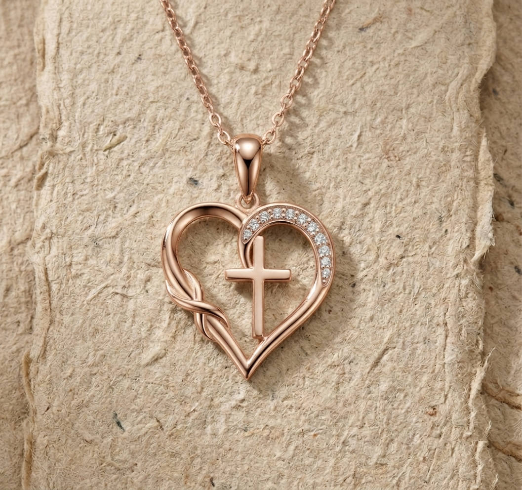 Faith Jewelry, 925 Sterling Silver Heart Cross Necklace for Women, Dainty Religious Pendant, Christian Infinity Heart Pendant Gift for Her - Image 2