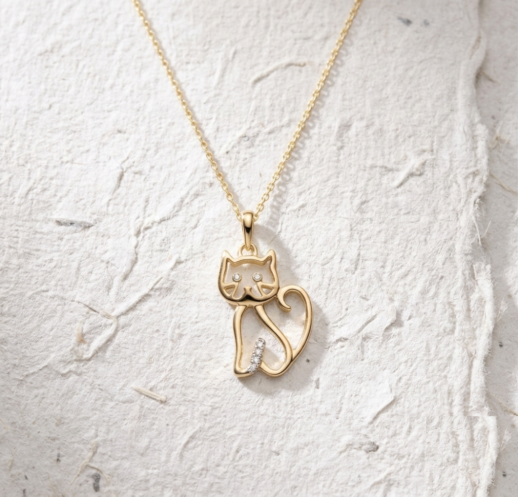 925 Sterling Silver Cat Necklace for Women, Dainty Kitty Pendant, Minimalist Pet Lover Gift, Handmade Animal Jewelry, Small Silver Cat Charm