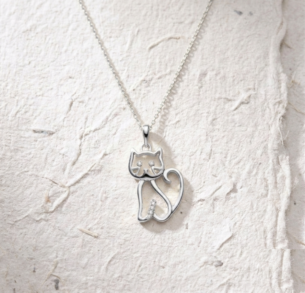 925 Sterling Silver Cat Necklace for Women, Dainty Kitty Pendant, Minimalist Pet Lover Gift, Handmade Animal Jewelry, Small Silver Cat Charm - Image 2