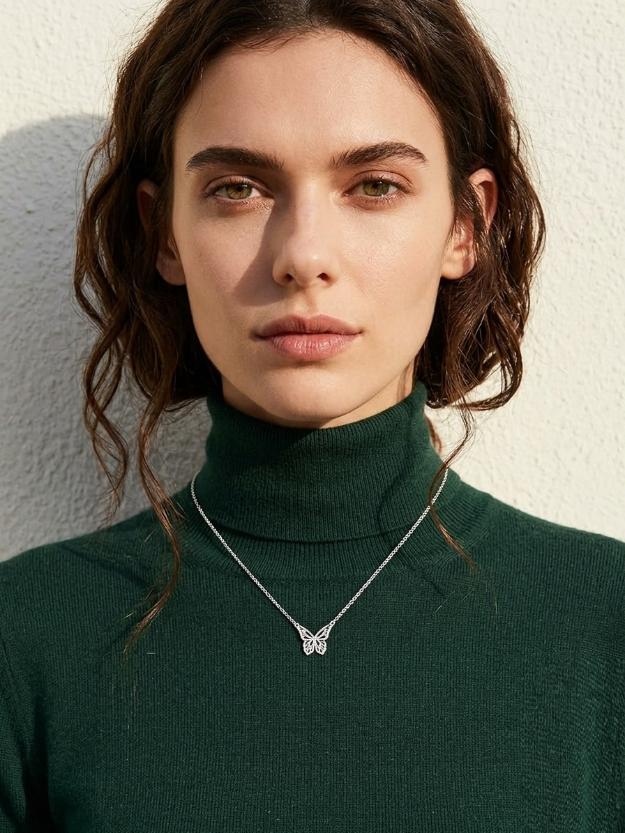 Sterling Silver Dainty Butterfly Necklace, Minimalist Animal Jewelry for Her, Nature Inspired Filigree Butterfly Pendant, Everyday Jewelry - Image 5