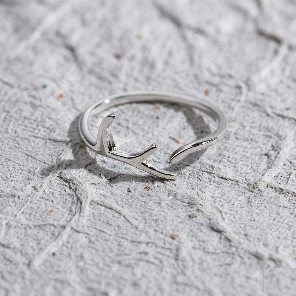 925 Sterling Silver Antler Ring, Adjustable Deer Horn Ring for Women, Nature Inspired Jewelry, Minimalist Gift - Image 5
