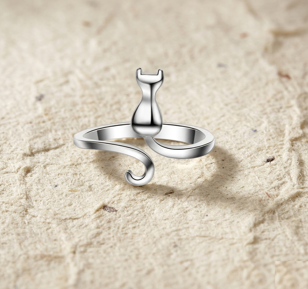 Cat Ring for Women, Adjustable Minimalist Kitten Ring, Dainty Pet Lover Jewelry, Wrap Ring, Unique Gift for Her - Image 5