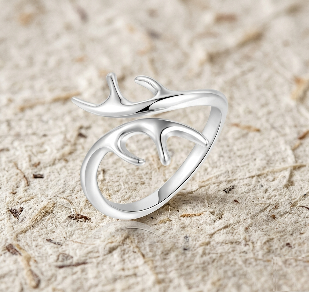 Antler Ring, Deer Horn Wrap Ring, Gold Antler Jewelry, Adjustable Animal Ring, Nature Inspired Gift for Her, Minimalist Forest Ring - Image 5