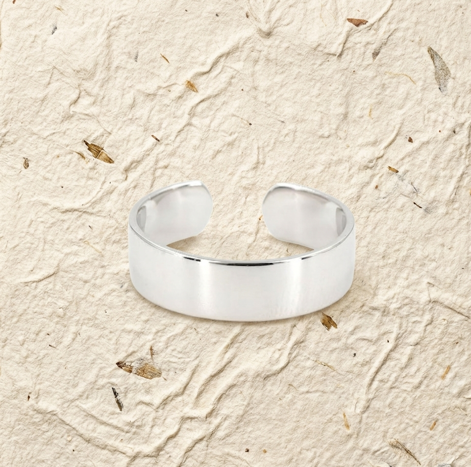 Adjustable Band Ring, Minimalist Cuff Ring for Women, Thick Plain Stacking Ring, Open Wrap Ring, Handmade Jewelry Gift - Image 4