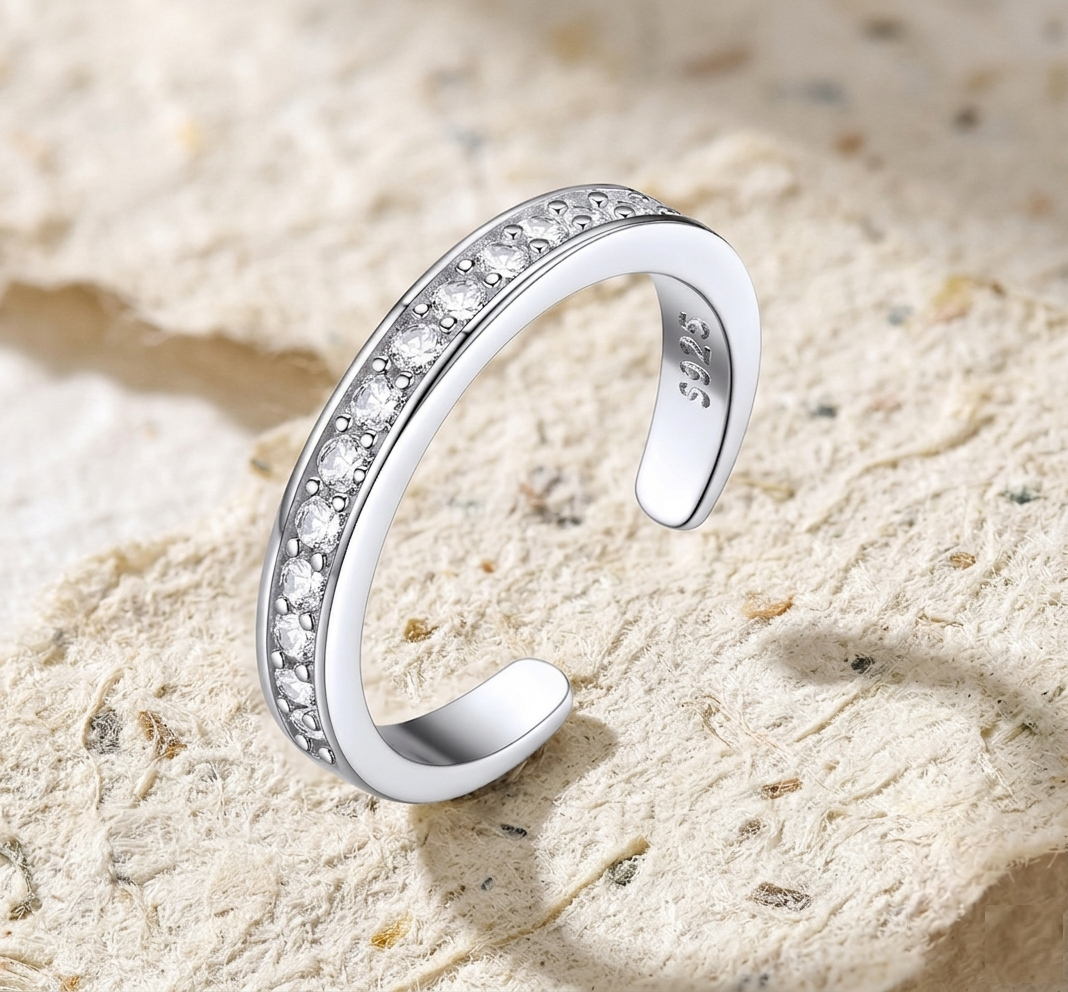 925 Sterling Silver Ring for Women, Hypoallergenic Adjustable Open Band, Minimalist Dainty Summer Jewelry, Nature Inspired Gift - Image 3