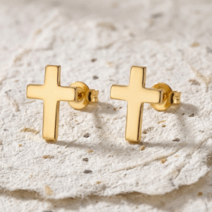 Tiny Cross Stud Earrings in 925 Sterling Silver, Minimalist Religious Jewelry for Women, Dainty Small Cross Posts, Gift for Her