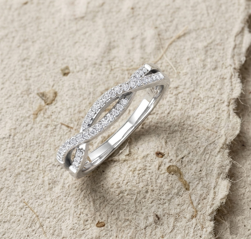 Infinity Pave Cubic Zirconia Ring, 925 Sterling Silver Twisted Band, Criss Cross Eternity Ring, Dainty Wedding Band, Minimalist Gift for Her - Image 4