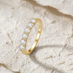 Dainty Cubic Zirconia Wedding Band Rose Gold, Minimalist Multi Stone Stacking Ring, Delicate Half Eternity Band, Artisan Silver Ring