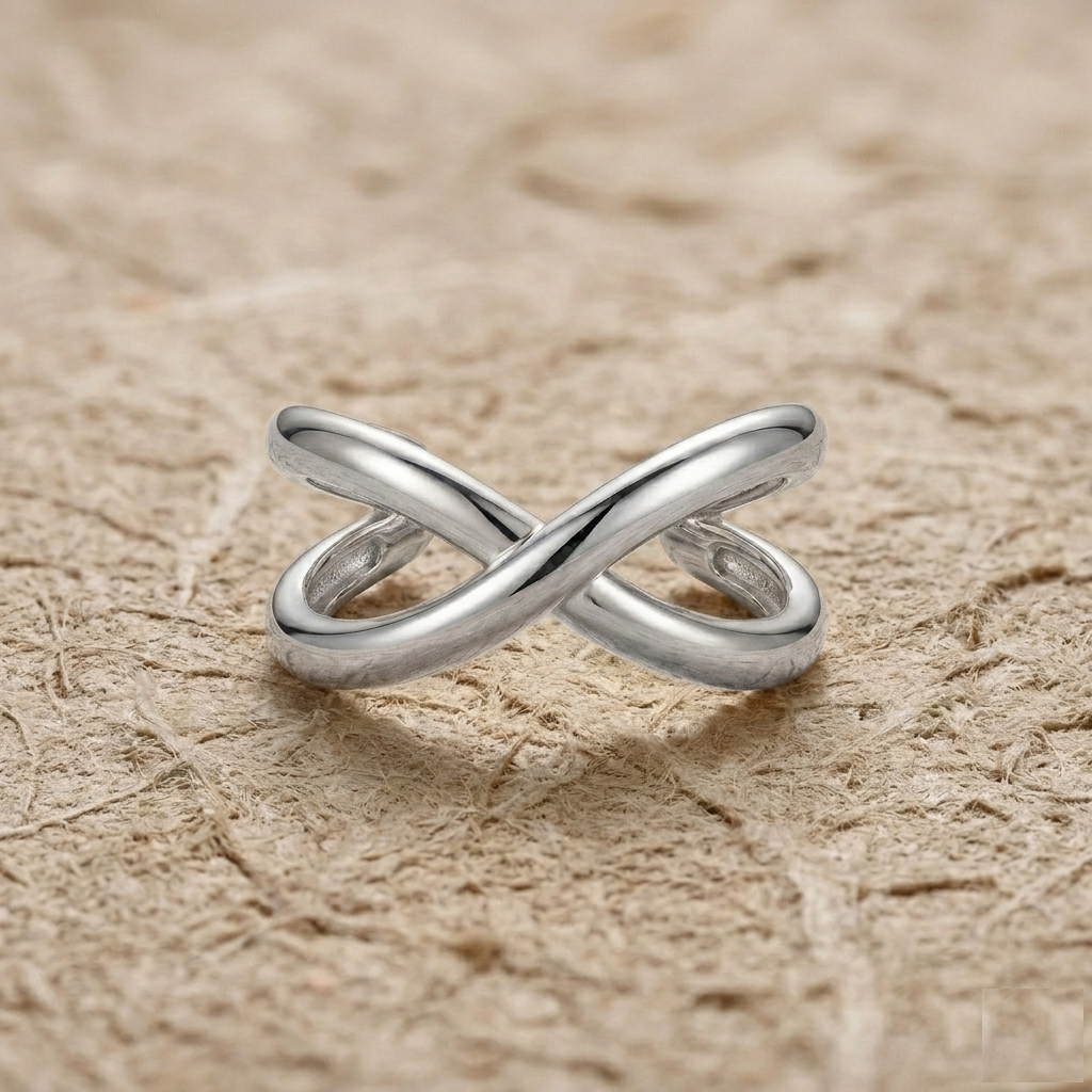 Minimalist Infinity Cross Ring - Solid 925 Sterling Silver Band - Dainty Geometric Stacking Ring - Handmade Jewelry for Her - Image 4